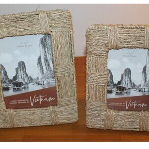 Handwoven Natural Fiber Photo Frames – 5x7 & 4x6 – Handmade in Vietnam